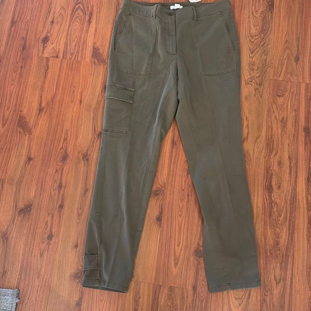 NWT J. Jill olive green cargo pants ankle length straight leg size 6 stretch,